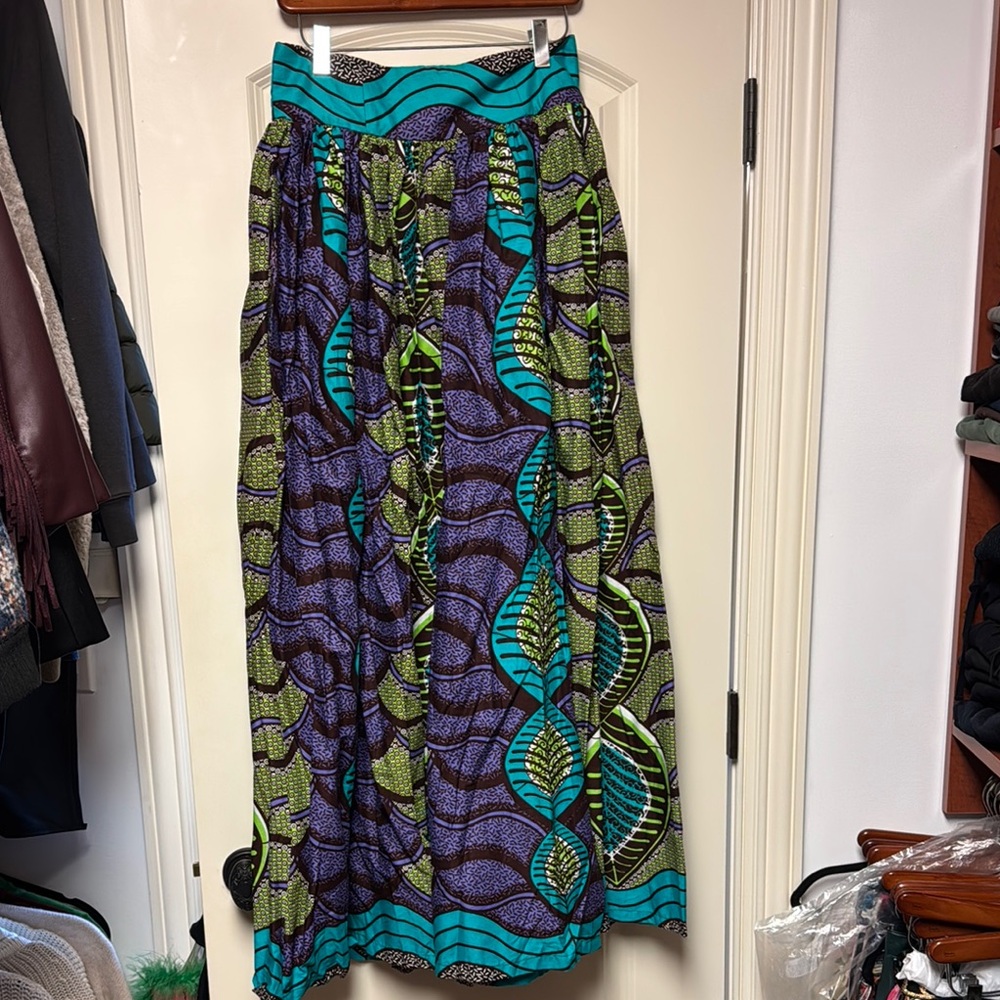 Sika Blue and Purple Maxi A-Line Skirt